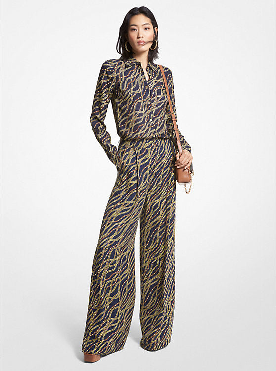 Michael Kors Status Print Georgette Wide-Leg Pants