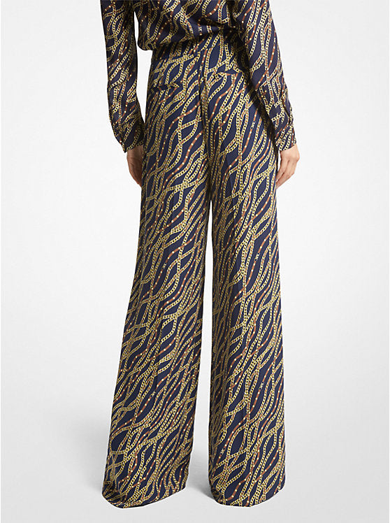 Michael Kors Status Print Georgette Wide-Leg Pants