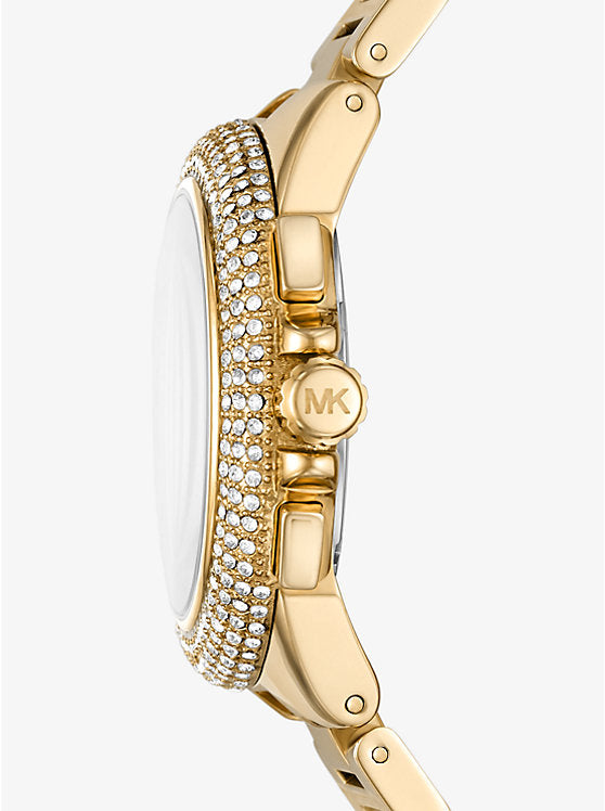 Michael Kors Oversized Camille Pavé Gold-Tone Watch