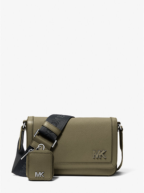 Michael Kors Edison Mini Scratch-Resistant Crossgrain Leather Crossbody Bag with Pouch