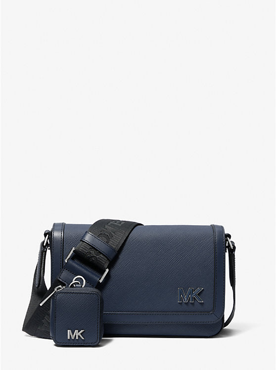 Michael Kors Edison Mini Scratch-Resistant Crossgrain Leather Crossbody Bag with Pouch