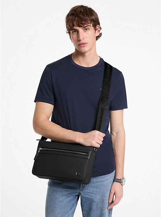 Michael Kors Edison Medium Scratch-Resistant Crossgrain Leather Messenger Bag