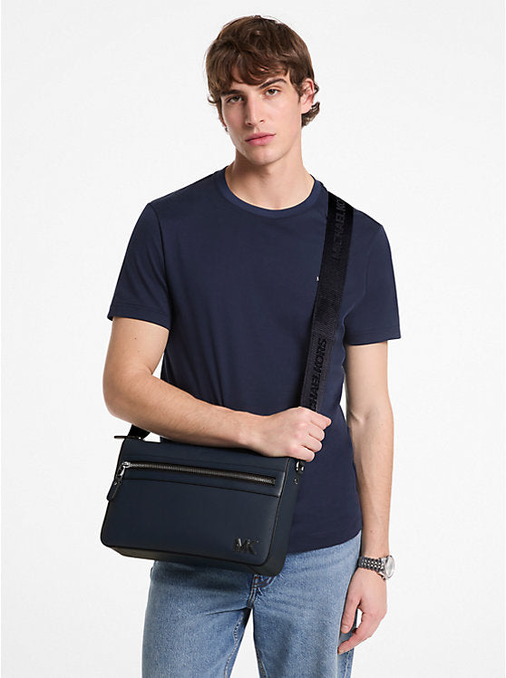 Michael Kors Edison Medium Scratch-Resistant Crossgrain Leather Messenger Bag