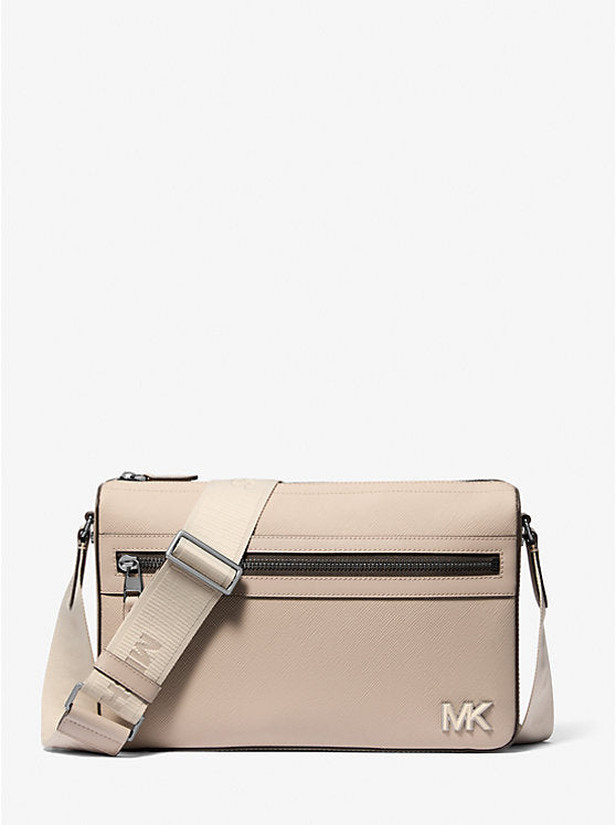 Michael Kors Edison Medium Scratch-Resistant Crossgrain Leather Messenger Bag