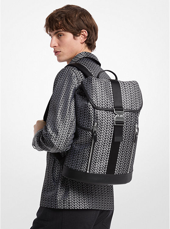 Michael Kors Eli MK2000 Logo Jacquard Aviator Backpack