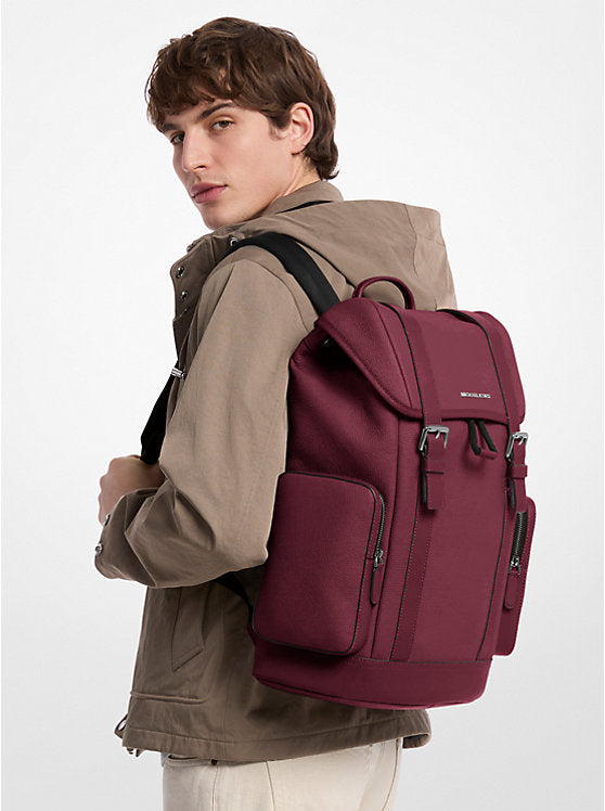 Michael Kors Mens Hudson Pebbled Leather Backpack