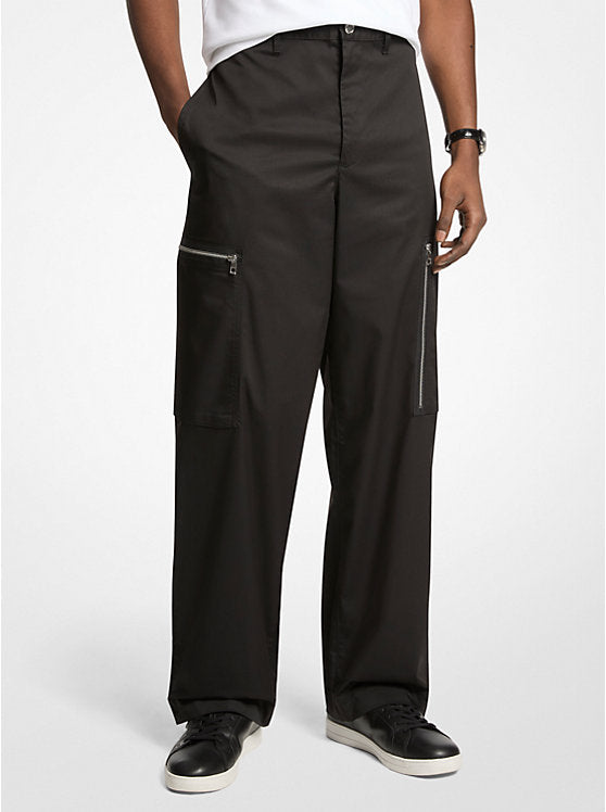 Michael Kors Wide-Leg Woven Zip Cargo Pant