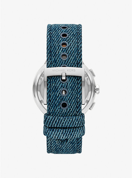 Michael Kors Oversized Gramercy Silver-Tone Denim Watch