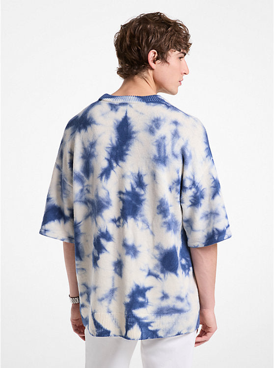 Michael Kors Tie Dye Wool and Cashmere Short-Sleeve Sweater