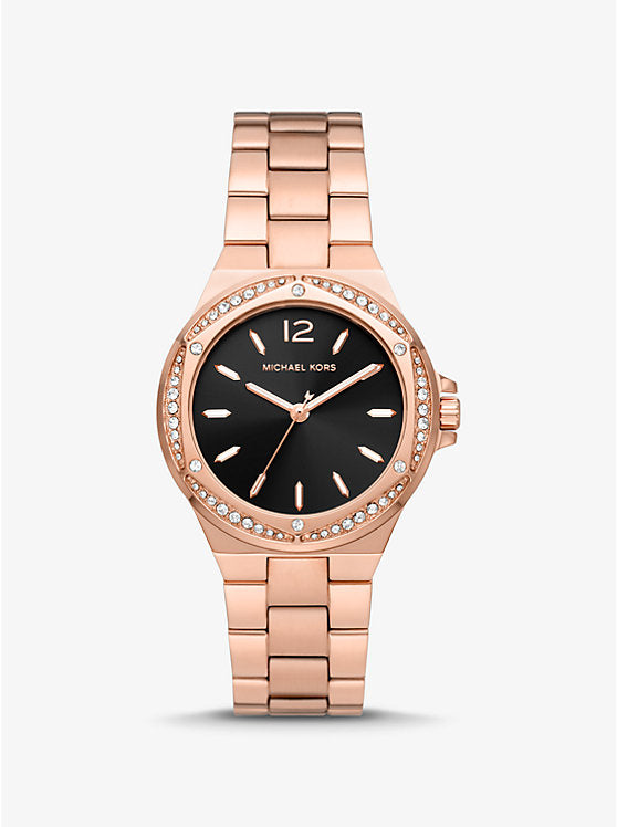 Michael Kors Lennox Pavé Rose Gold-Tone Watch