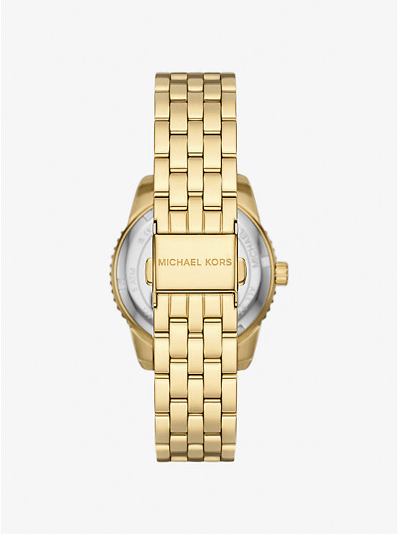 Michael Kors Mini Bryant Pavé Logo Gold-Tone Watch