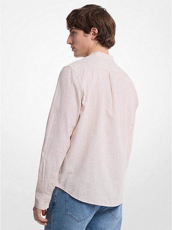 Michael Kors Linen and Cotton Blend Striped Shirt