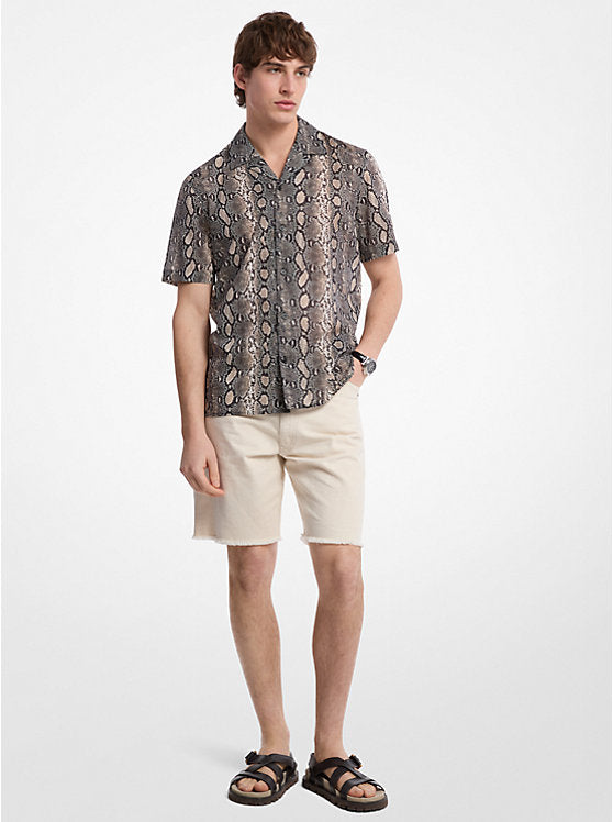 Michael Kors Snake Print Cotton Camp Shirt