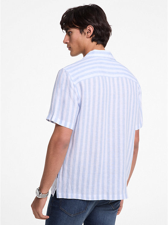 Michael Kors Linen and Cotton Blend Striped Shirt