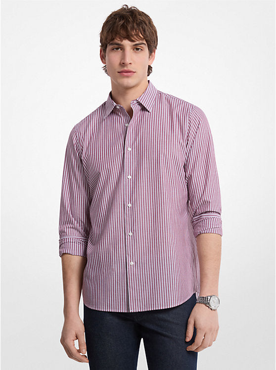 Michael Kors Classic Fit Striped Cotton Blend Shirt