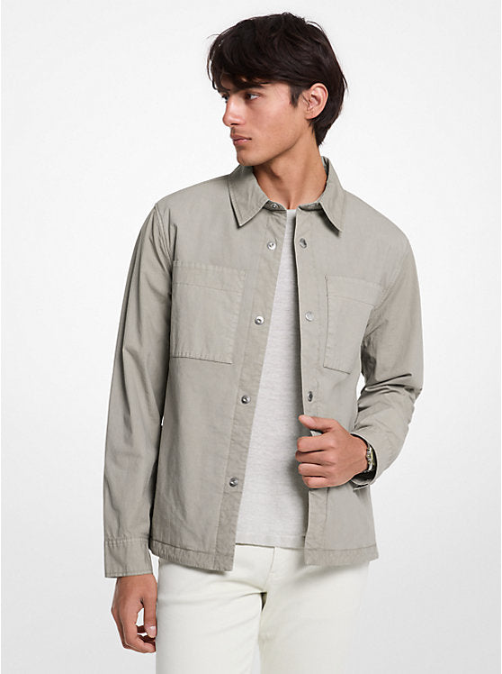 Michael Kors Garment-Dyed Stretch Cotton Poplin Shirt Jacket