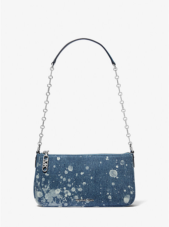 Michael Kors Empire Medium Splattered Denim Chain-Link Pochette