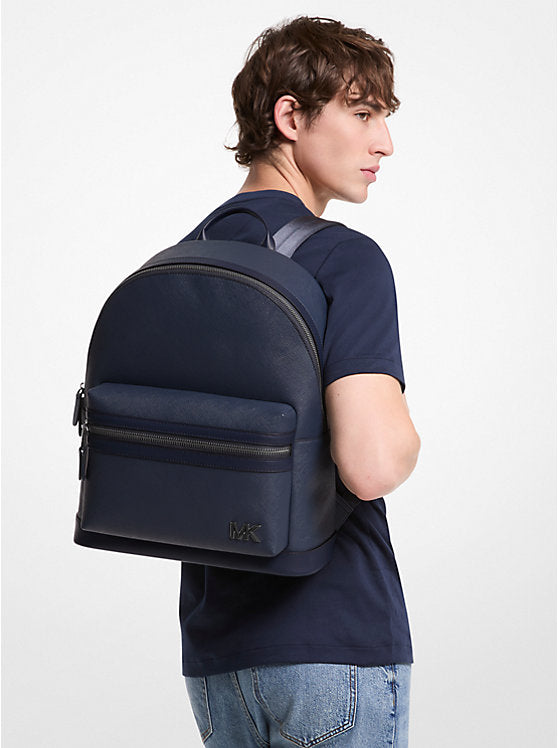 Michael Kors Edison Scratch-Resistant Crossgrain Leather Backpack