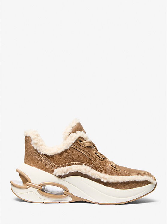 Michael Kors Toni Distressed Leather and Sherpa Trainer