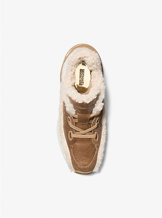 Michael Kors Toni Distressed Leather and Sherpa Trainer