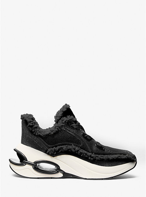 Michael Kors Toni Distressed Leather and Sherpa Trainer