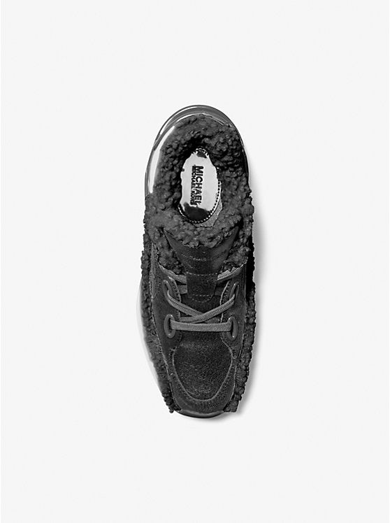 Michael Kors Toni Distressed Leather and Sherpa Trainer