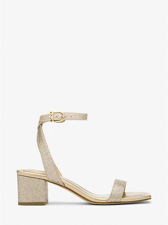 Michael Kors Merriam Glitter-Embellished Leather Sandal
