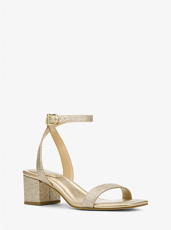 Michael Kors Merriam Glitter-Embellished Leather Sandal