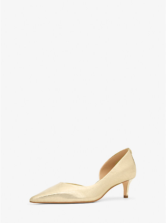 Michael Kors Elyse Crackled Metallic Leather Kitten Pump