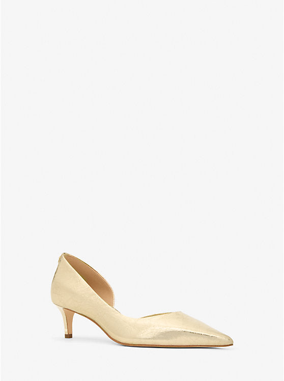 Michael Kors Elyse Crackled Metallic Leather Kitten Pump