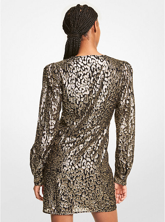 Michael Kors Metallic Leopard Clip Jacquard Dress