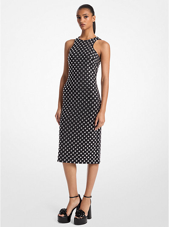 Michael Kors Dot Embellished Scuba Racerback Tank Dress