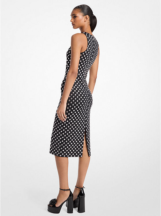 Michael Kors Dot Embellished Scuba Racerback Tank Dress