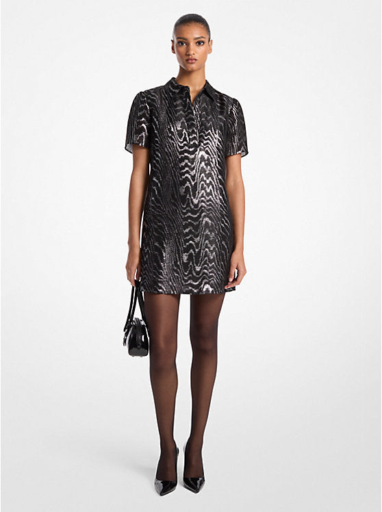 Michael Kors Metallic Moiré Silk Blend T-Shirt Dress