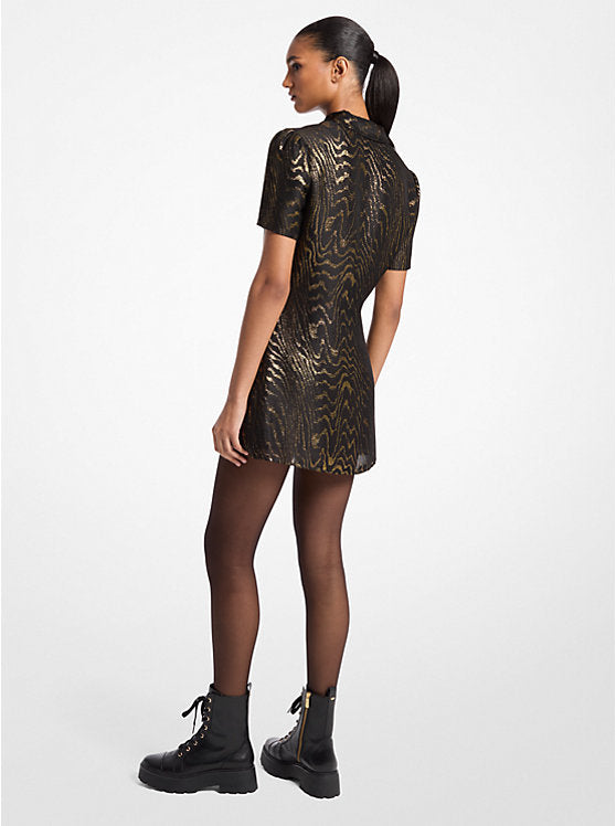 Michael Kors Metallic Moiré Silk Blend T-Shirt Dress