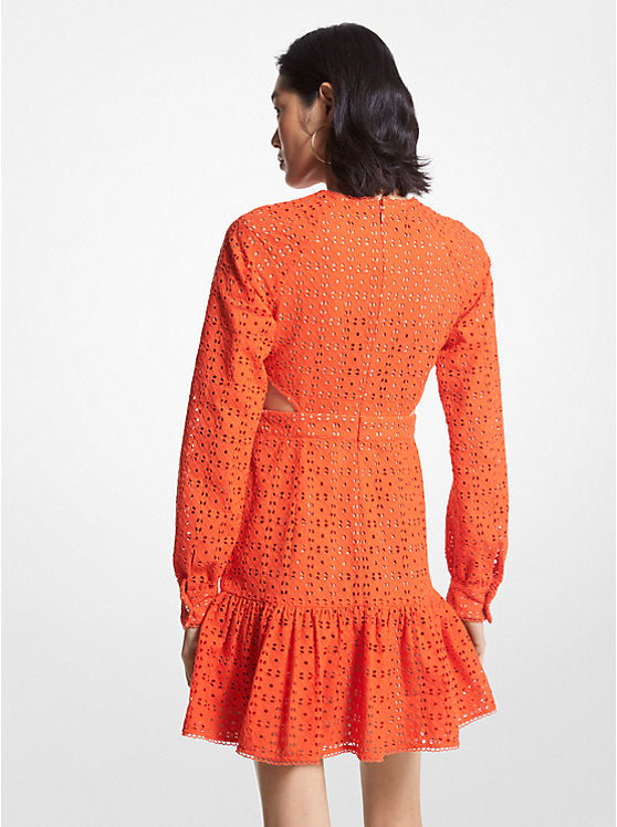 Michael Kors Cotton Eyelet Cutout Mini Dress