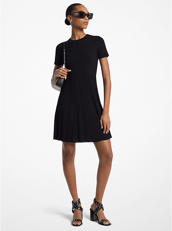 Michael Kors Ribbed Knit Short-Sleeve Dress