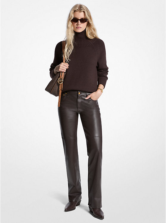 Michael Kors Straight-Leg Leather Pants