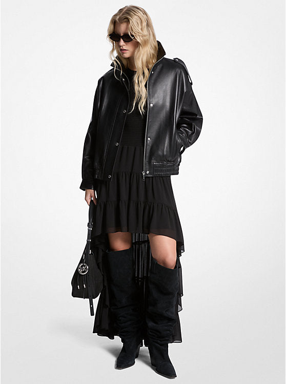 Michael Kors Oversized Leather Blouson Jacket