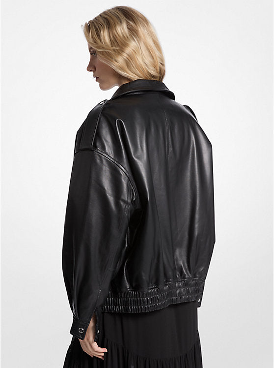 Michael Kors Oversized Leather Blouson Jacket