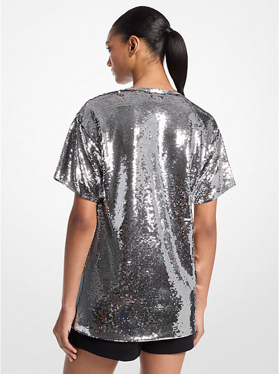 Michael Kors Sequined Jersey Oversized T-Shirt