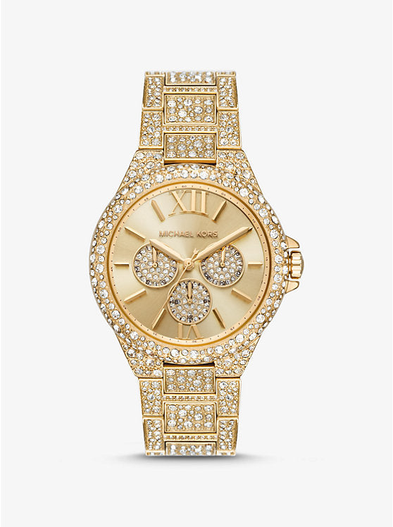 Michael Kors Oversized Camille Pavé Gold-Tone Watch