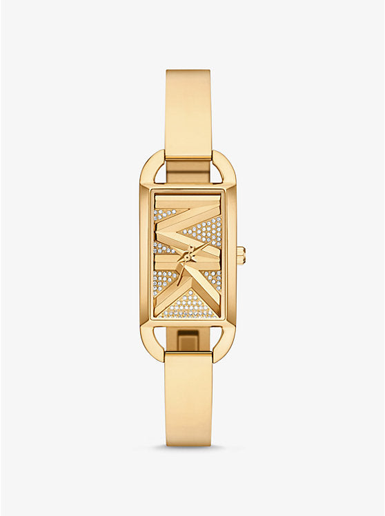 Michael Kors Mini Empire Pavé Gold-Tone Bangle Watch