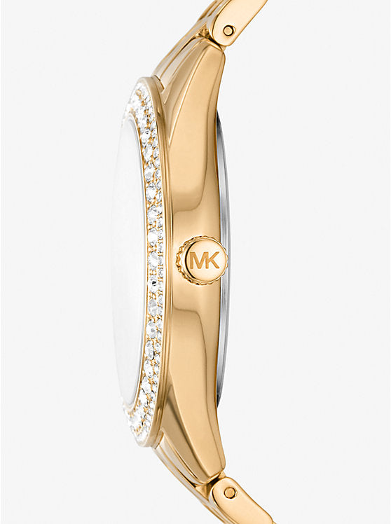 Michael Kors Harlowe Pavé Gold-Tone Watch
