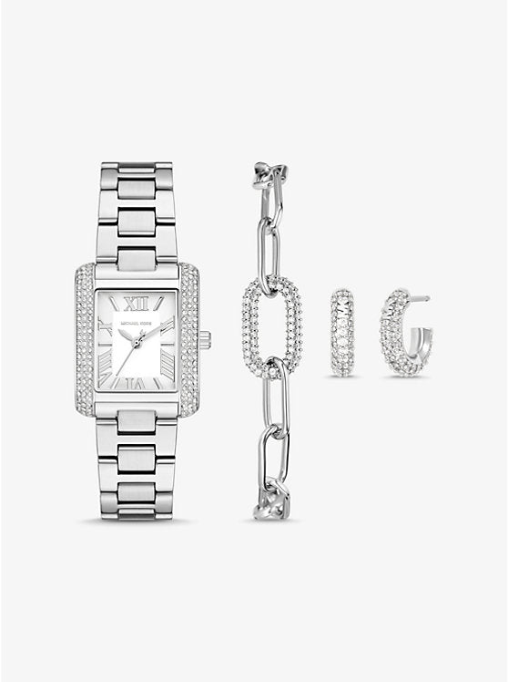 Michael Kors Petite Emery Silver-Tone Watch and Jewelry Gift Set