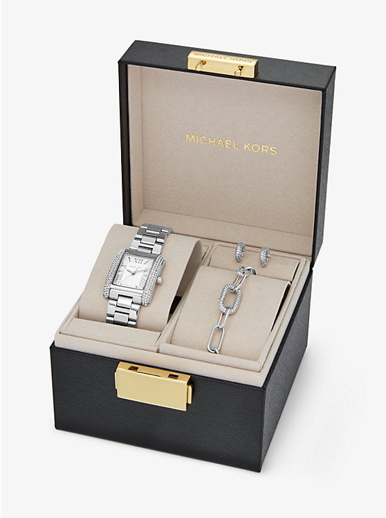 Michael Kors Petite Emery Silver-Tone Watch and Jewelry Gift Set