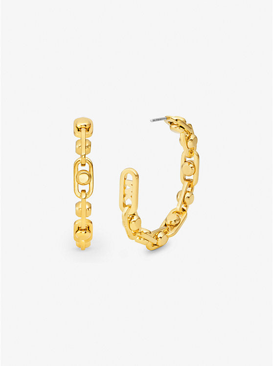 Michael Kors Astor Link Medium Precious Metal-Plated Brass Hoop Earrings