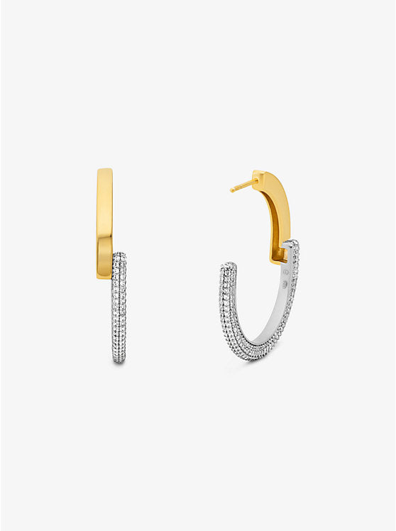 Michael Kors Precious Metal-Plated Pavé Hoop Earrings