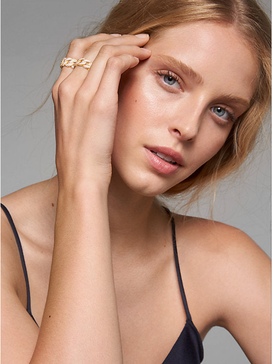 Michael Kors Precious Metal-Plated Sterling Silver Pavé Curb Link Ring