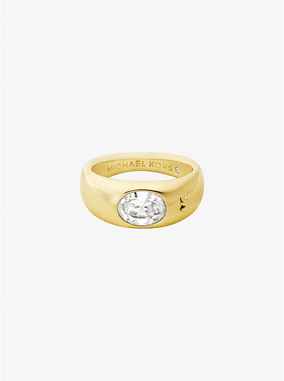 Michael Kors Precious Metal-Plated Cubic Zirconia Signet Ring